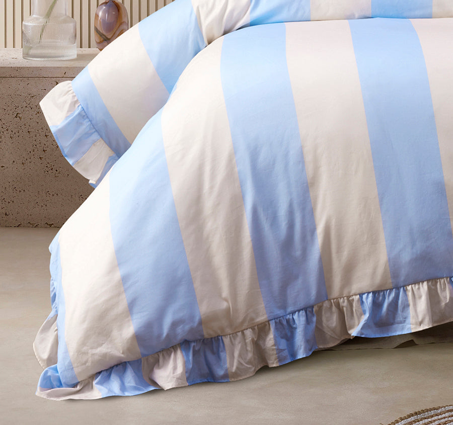 Candy Ruffle Quilt Cover Set Range Blue