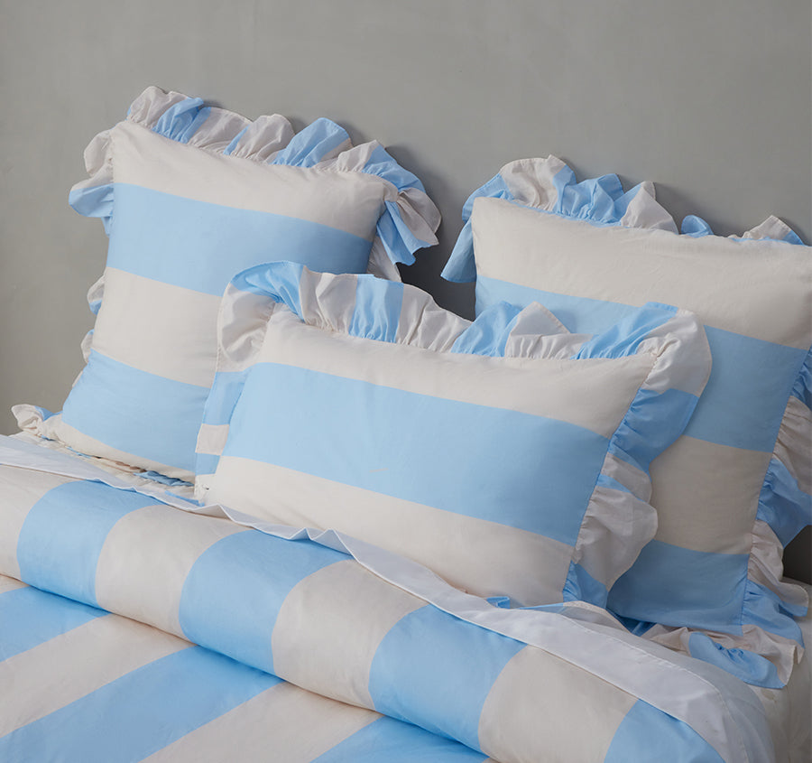 Candy Ruffle Quilt Cover Set Range Blue