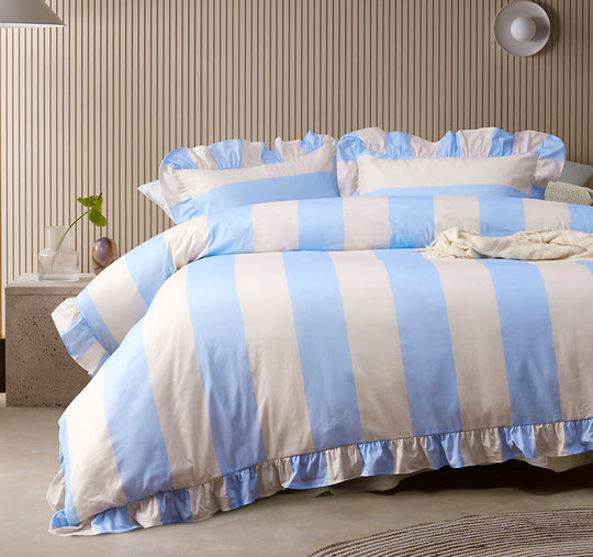 Candy Ruffle Quilt Cover Set Range Blue