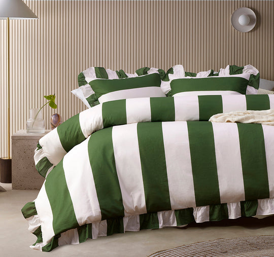 Candy Ruffle Quilt Cover Set Range Green