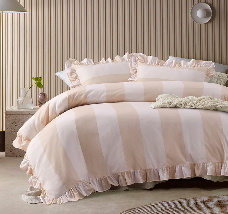 Candy Ruffle Quilt Cover Set Range Natural