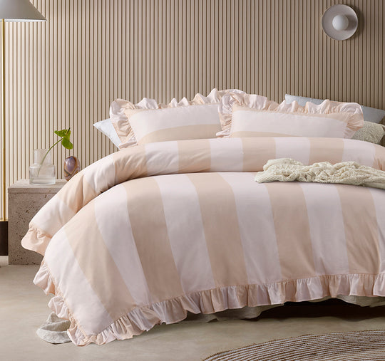 Candy Ruffle Quilt Cover Set Range Natural