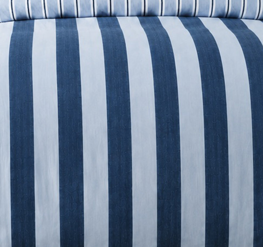 Cleo Stripe Quilt Cover Set Range Blue