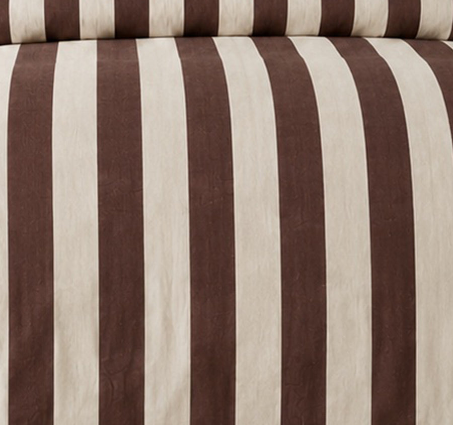 Cleo Stripe Quilt Cover Set Range Chocolate
