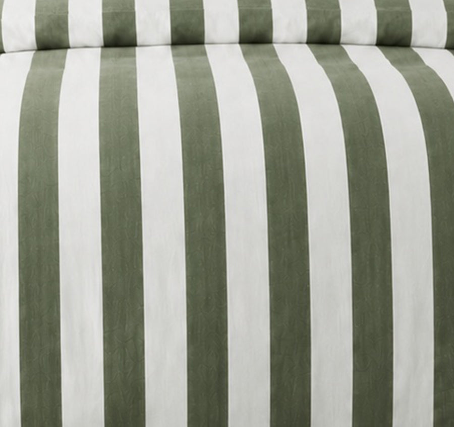 Cleo Stripe Quilt Cover Set Range Forest