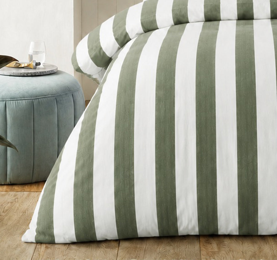 Cleo Stripe Quilt Cover Set Range Forest