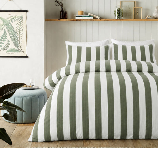 Cleo Stripe Quilt Cover Set Range Forest