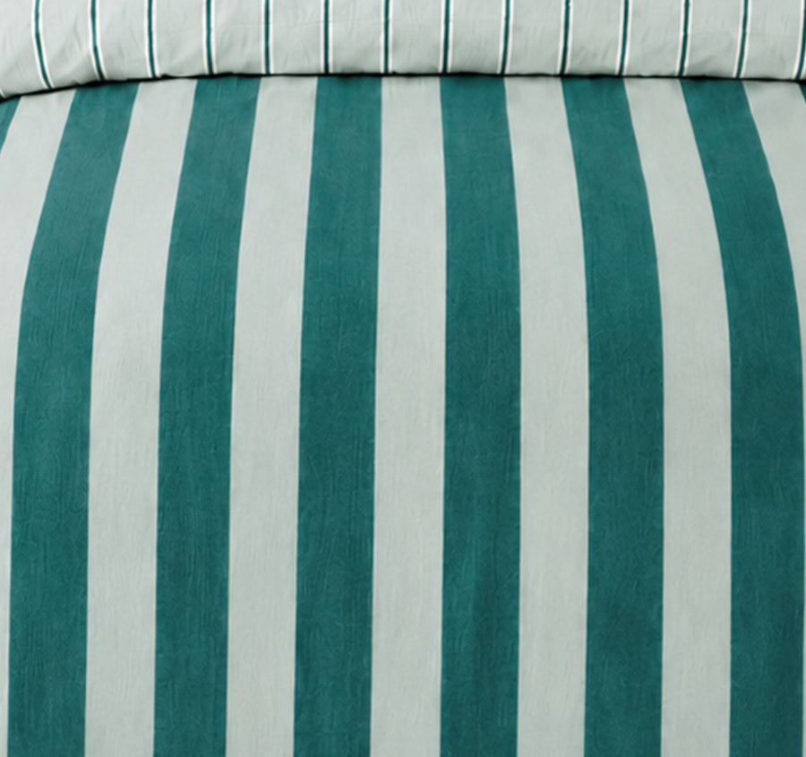 Cleo Stripe Quilt Cover Set Range Green