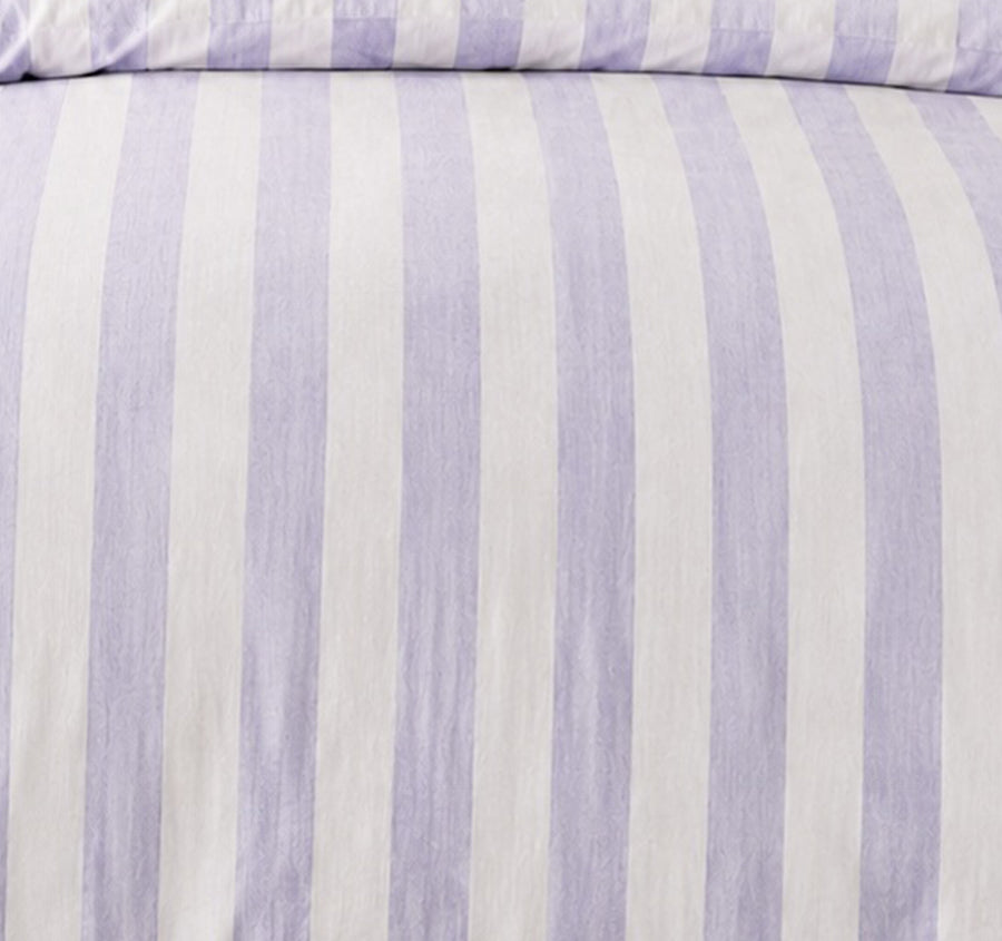 Cleo Stripe Quilt Cover Set Range Lilac