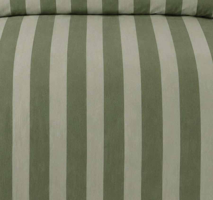 Cleo Stripe Quilt Cover Set Range Moss