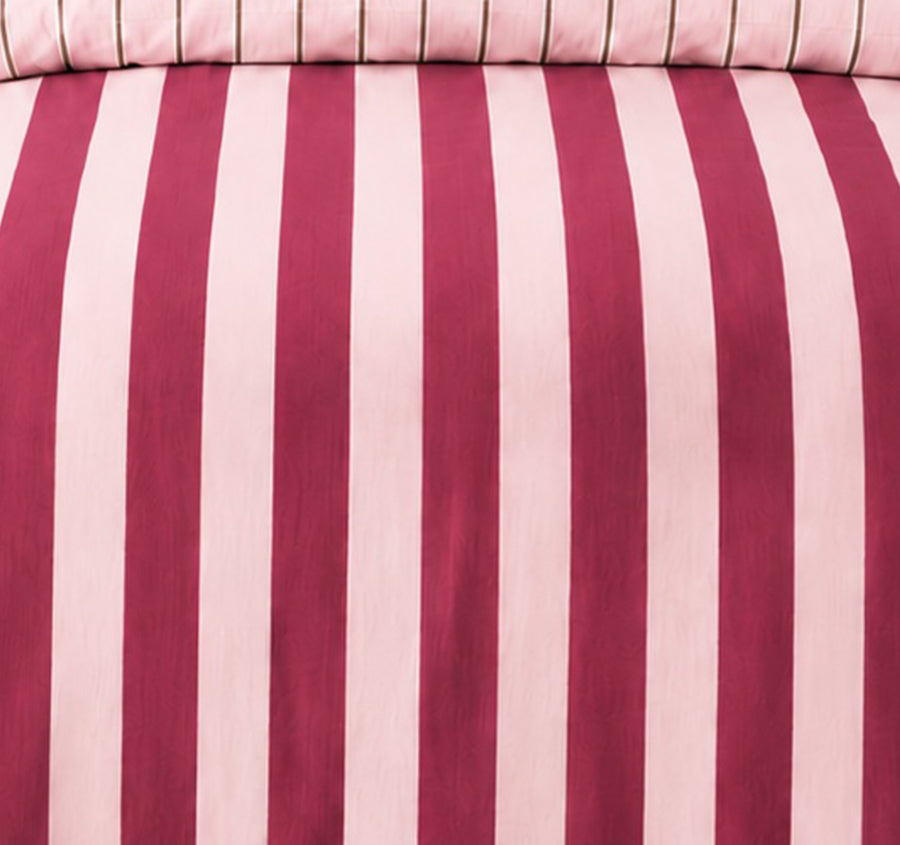 Cleo Stripe Quilt Cover Set Range Pink Berry