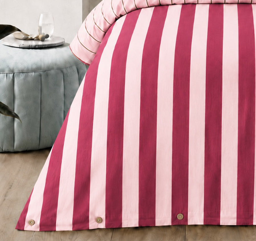 Cleo Stripe Quilt Cover Set Range Pink Berry