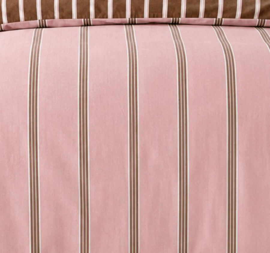 Cleo Stripe Quilt Cover Set Range Pink Mocha