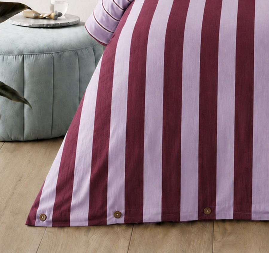 Cleo Stripe Quilt Cover Set Range Port Lilac