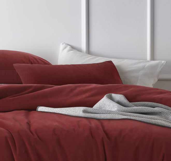 Cotton Velvet Quilt Cover Set Range Rouge