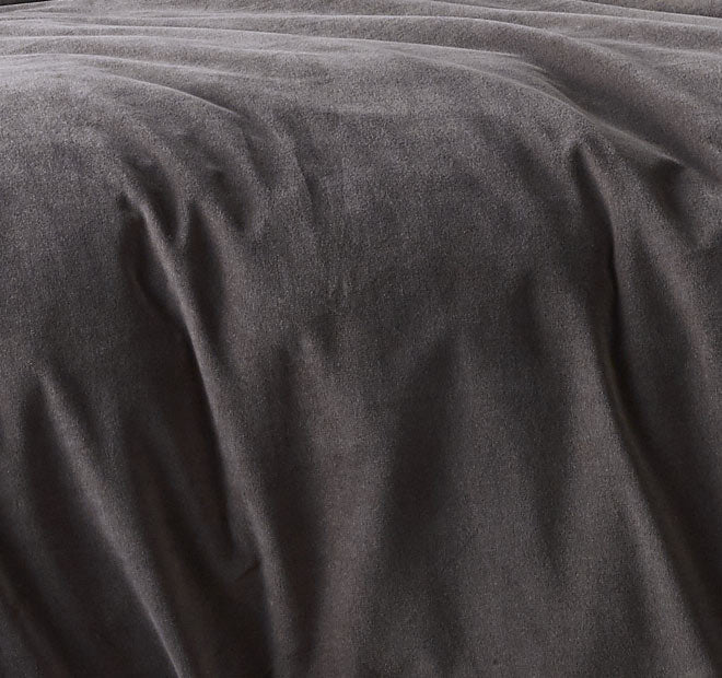 Cotton Velvet Quilt Cover Set Range Storm Grey