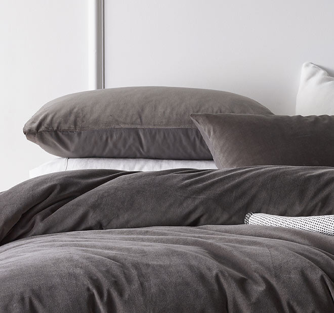 Cotton Velvet Quilt Cover Set Range Storm Grey