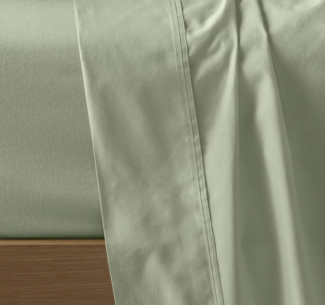 Eucalyptus Cotton Sheet Set Range Fog Green