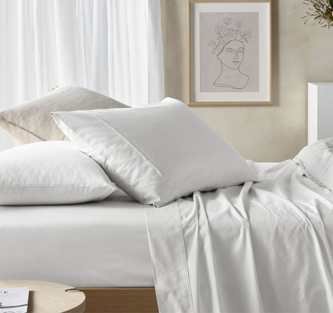 Eucalyptus Cotton Sheet Set Range White