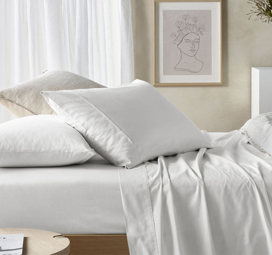 Eucalyptus Cotton Sheet Set Range White