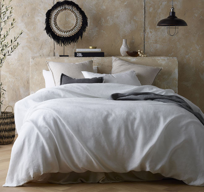 Hemp Quilt Cover Set Range White