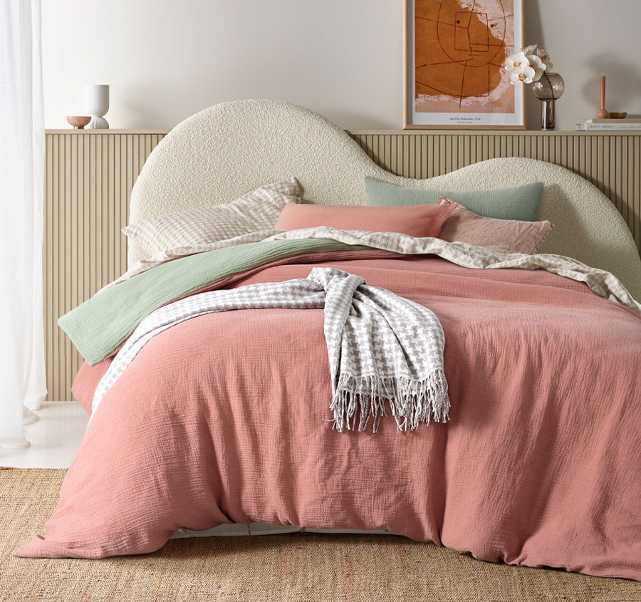 Hugo Reversible Quilt Cover Set Range Sage and Clay