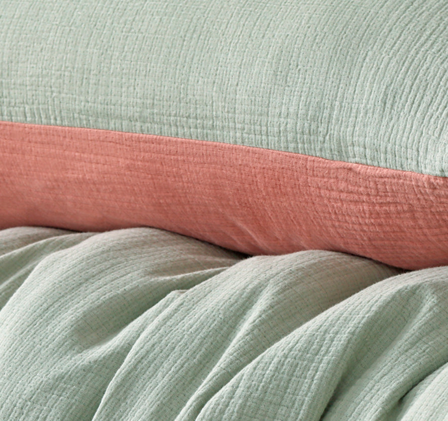 Hugo Reversible Quilt Cover Set Range Sage and Clay