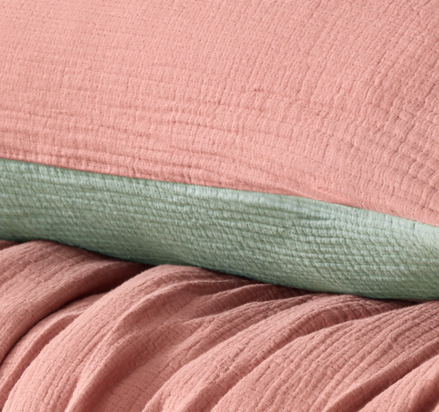 Hugo Reversible Quilt Cover Set Range Sage and Clay