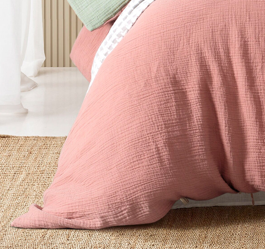 Hugo Reversible Quilt Cover Set Range Sage and Clay