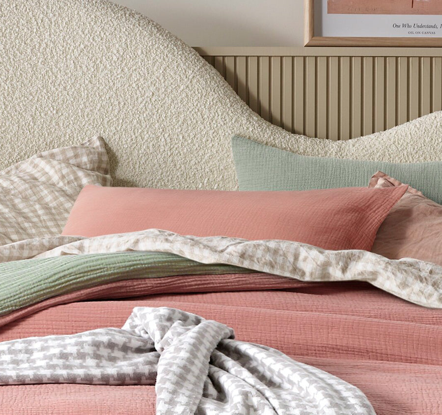 Hugo Reversible Quilt Cover Set Range Sage and Clay