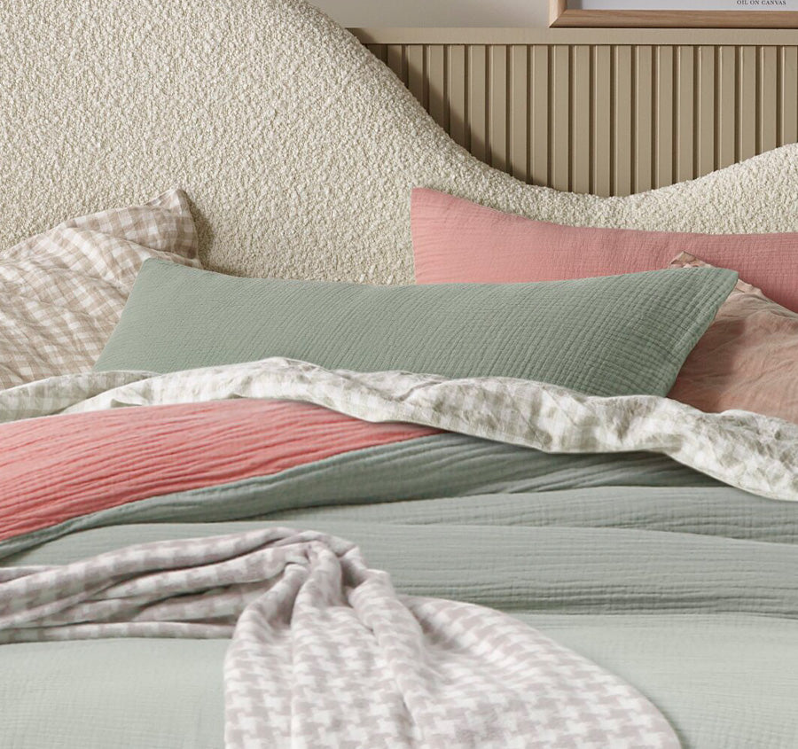 Hugo Reversible Quilt Cover Set Range Sage and Clay