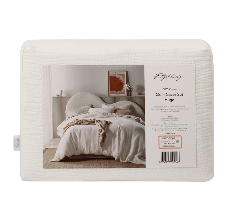 Hugo Quilt Cover Set Range White