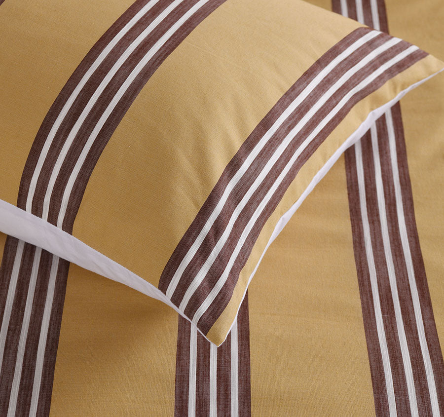 Huxley Stripe Quilt Cover Set Range Mustard