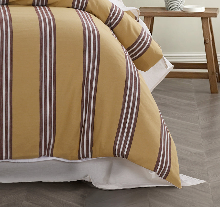Huxley Stripe Quilt Cover Set Range Mustard
