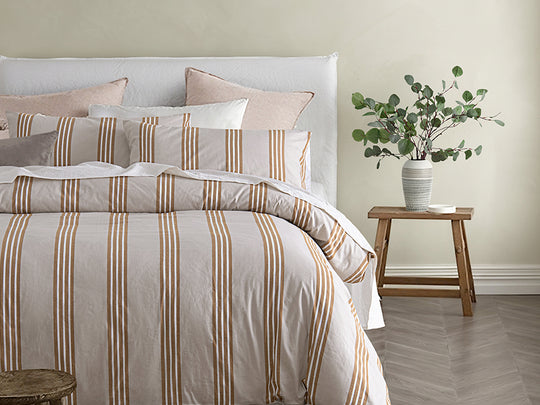 Huxley Stripe Quilt Cover Set Range Stone