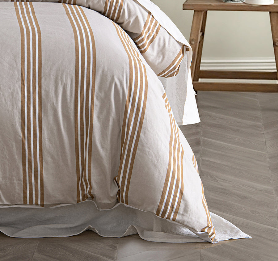 Huxley Stripe Quilt Cover Set Range Stone