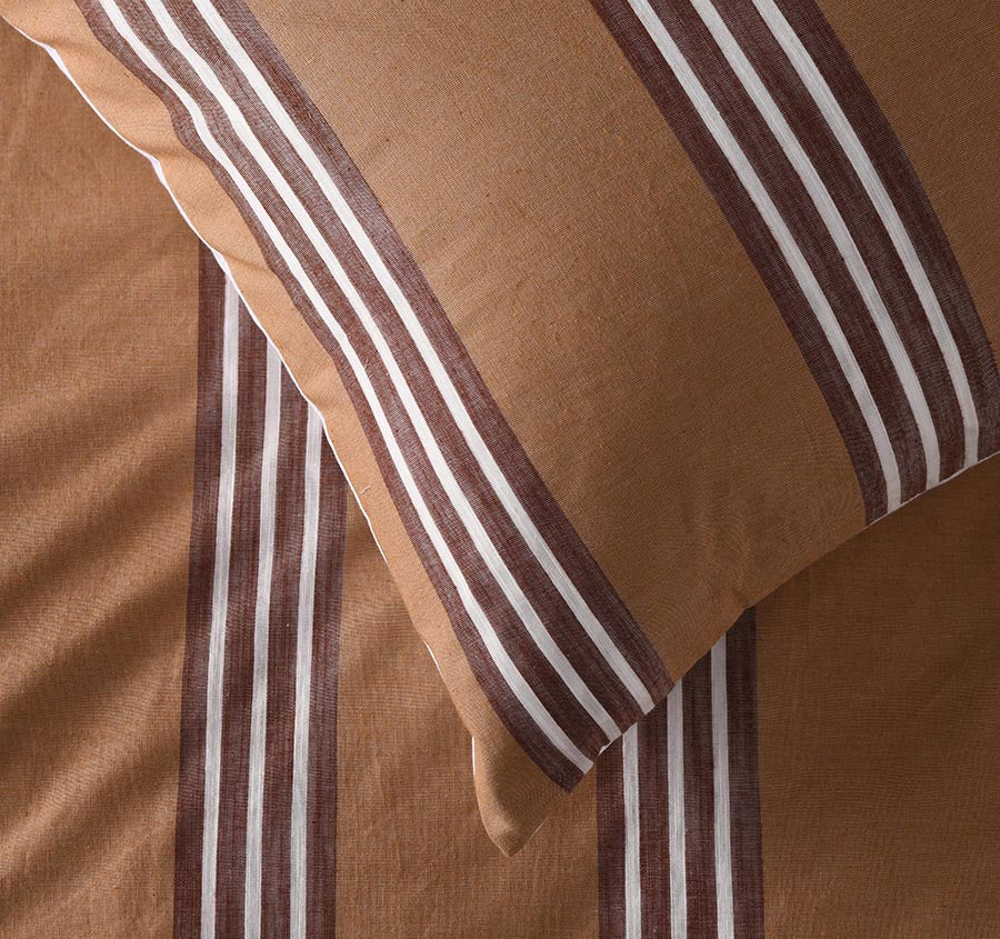 Huxley Stripe Quilt Cover Set Range Tan