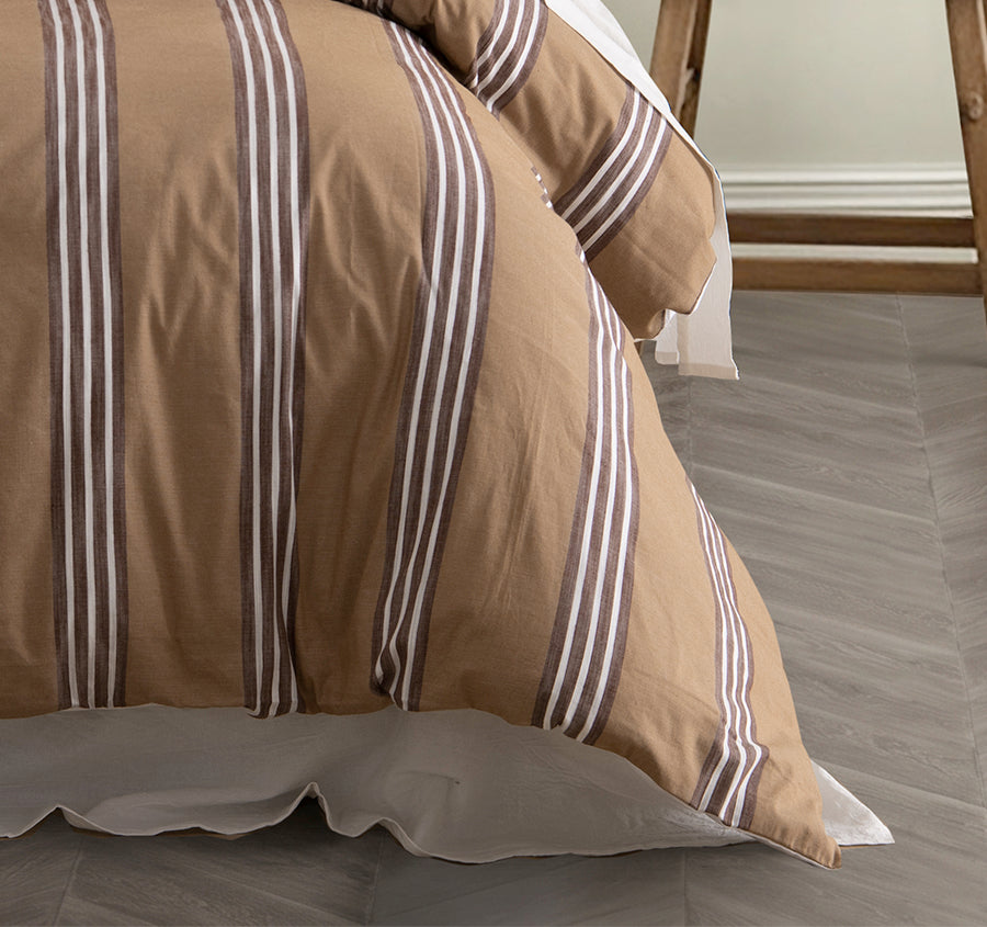 Huxley Stripe Quilt Cover Set Range Tan