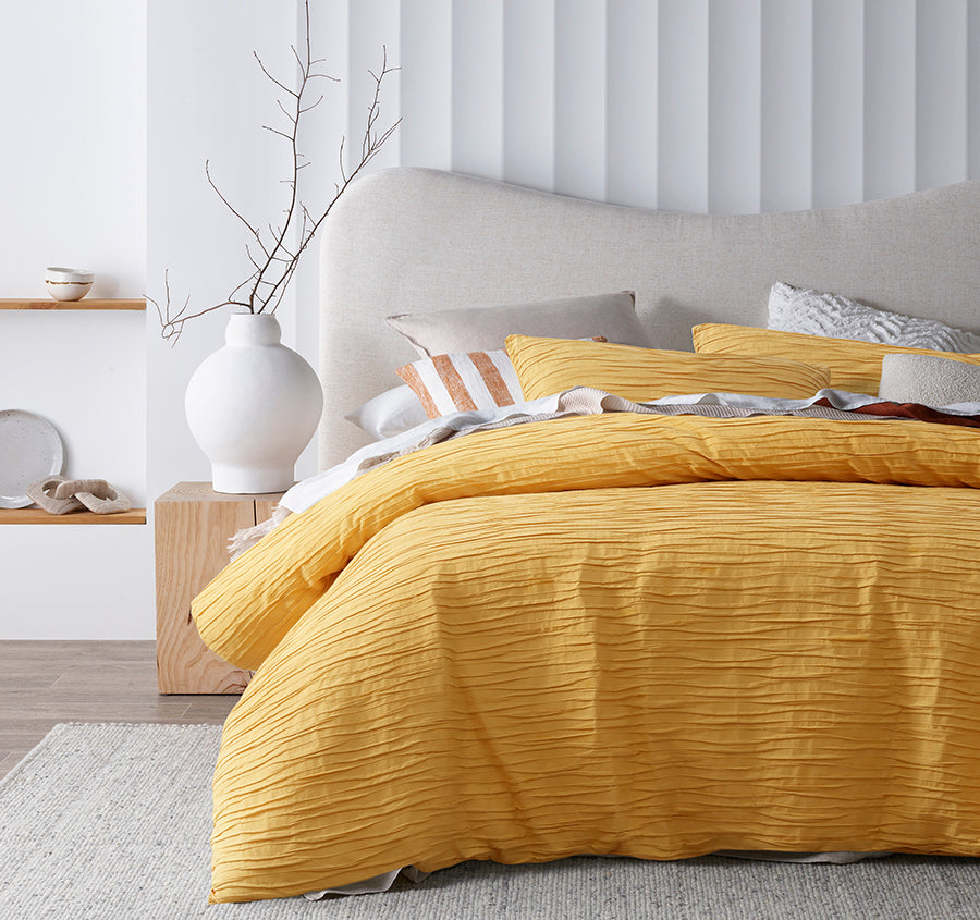 Malvern Quilt Cover Set Range Ochre