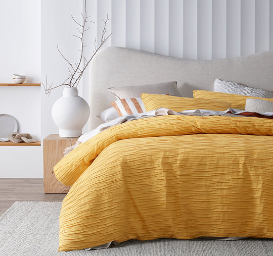 Malvern Quilt Cover Set Range Ochre