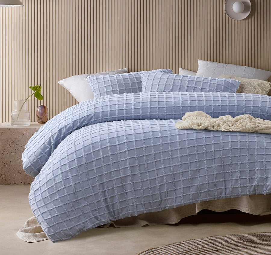 Parquet Quilt Cover Set Range Snooze Blue