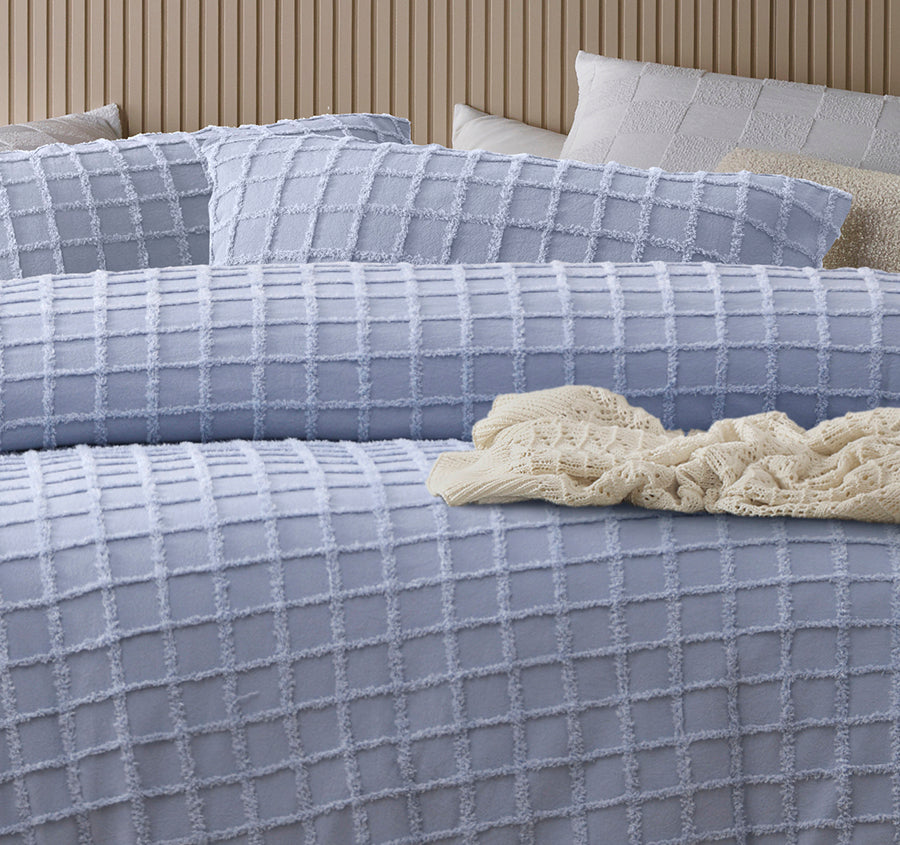 Parquet Quilt Cover Set Range Snooze Blue