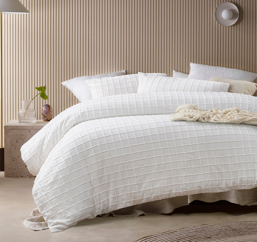 Parquet Quilt Cover Set Range White