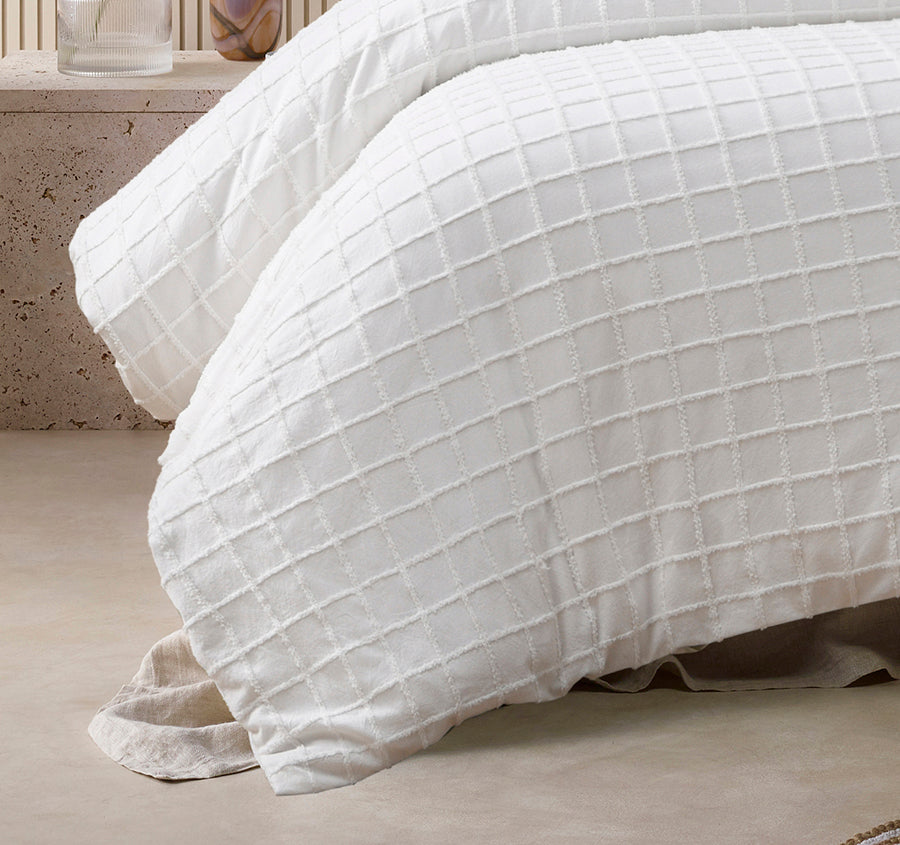 Parquet Quilt Cover Set Range White