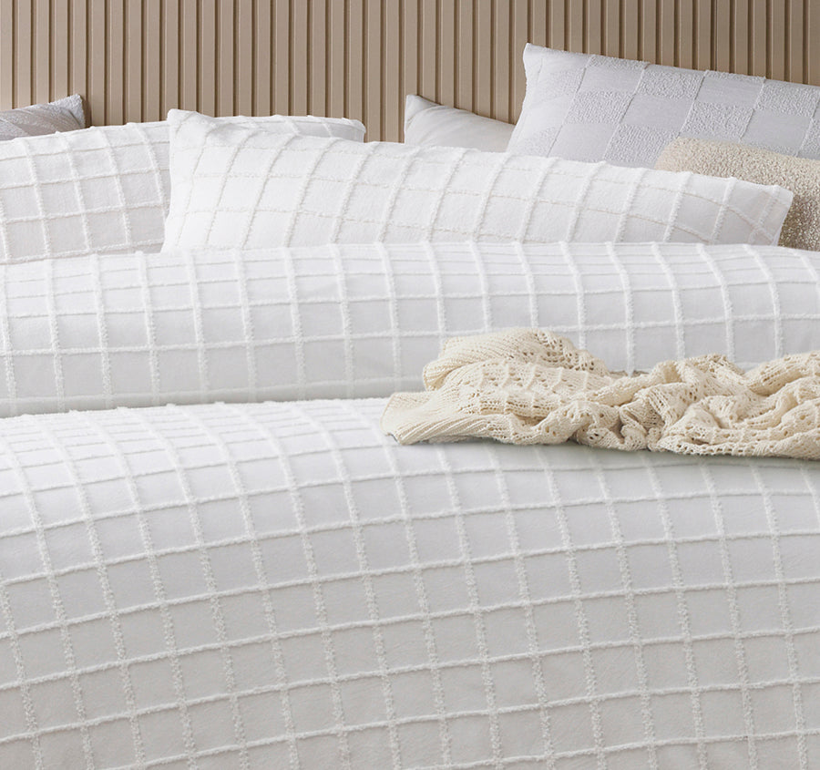 Parquet Quilt Cover Set Range White