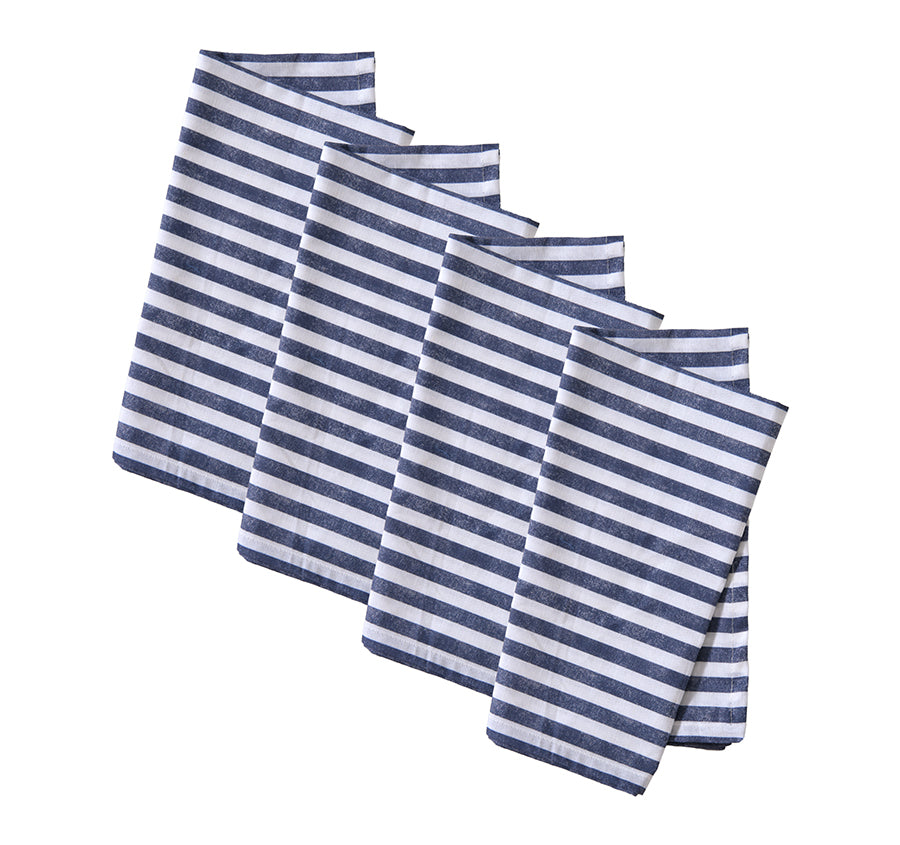 Riviera Stripe 4 Piece Napkin Set Blue