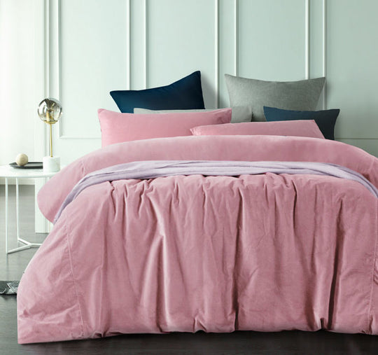 Cotton Velvet Quilt Cover Set Range Smokey Rose