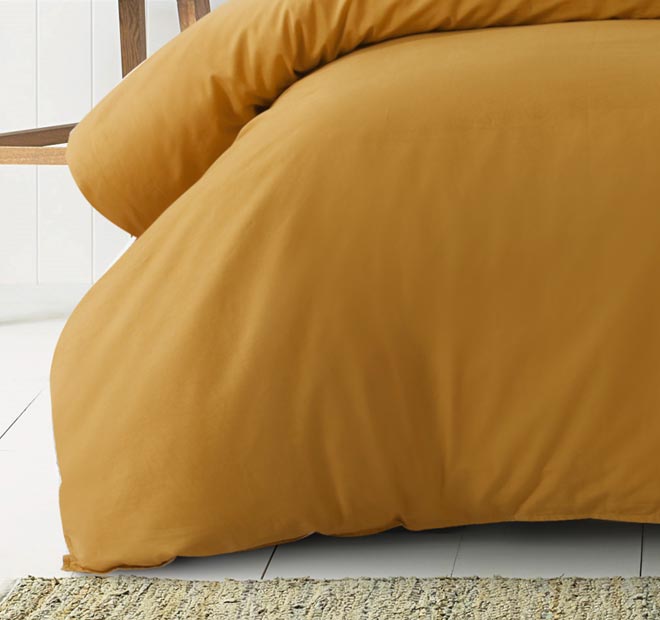 Washed Cotton Quilt Cover Set Range Ochre