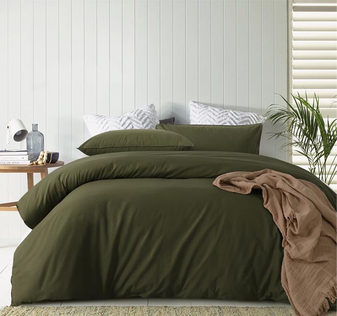 Washed Cotton Quilt Cover Set Range Olive