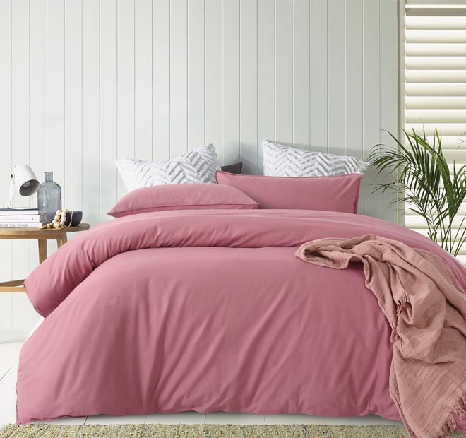Washed Cotton Quilt Cover Set Range Smokey Rose